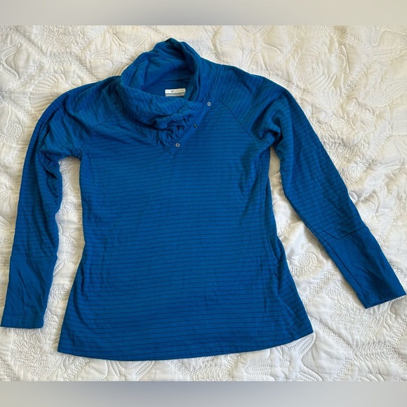 Columbia Cream And Navy Striped Mock Neck Pullover Sweatshirt Lot Of Two Size S - Picture 2 of 13